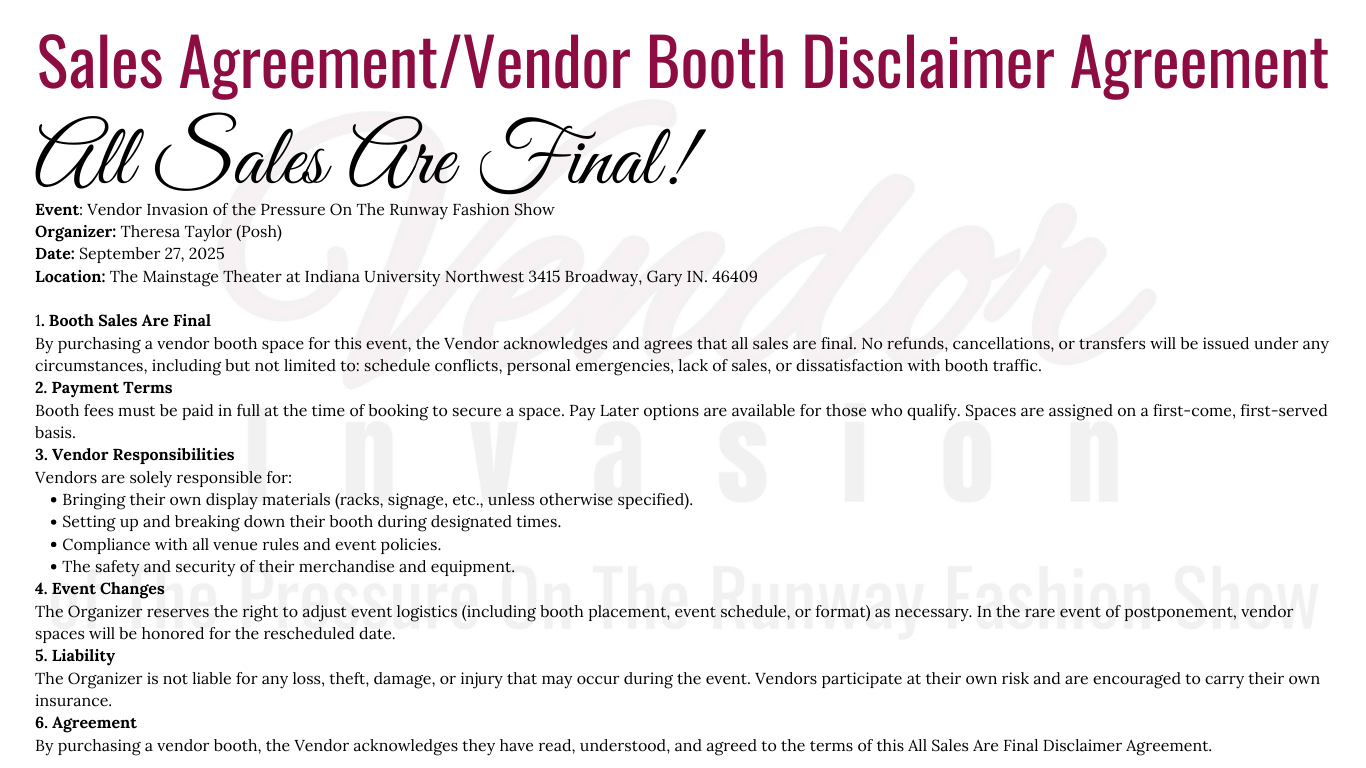 Vendor Invasion - Booth