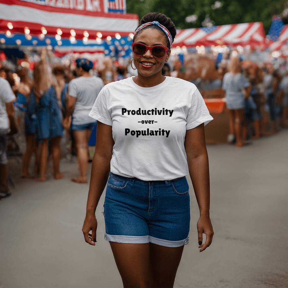 Productivity over Popularity White Tee