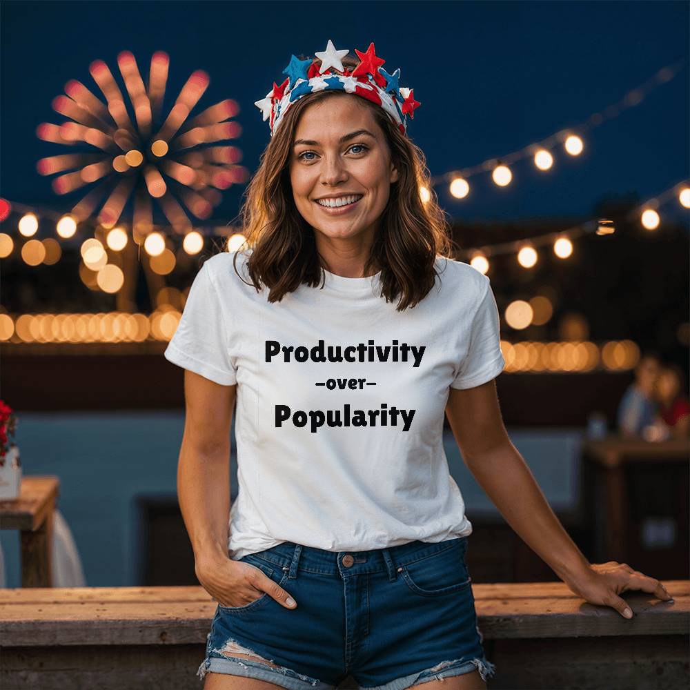 Productivity over Popularity White Tee