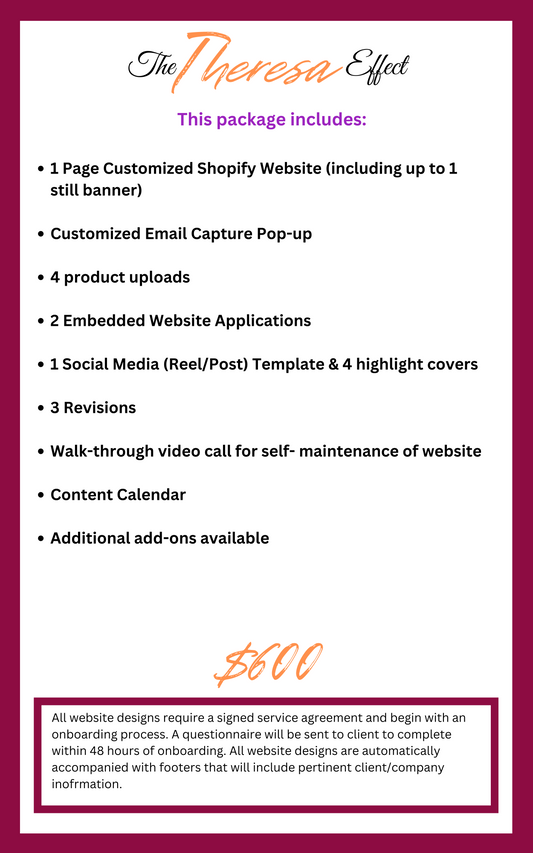 Customized Shopify Website - The 'Theresa' Effect