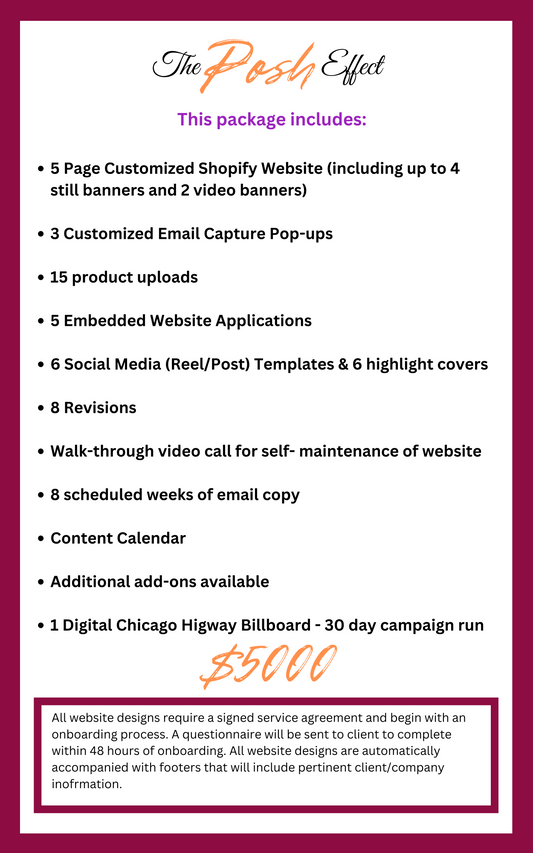 Customized Shopify Website - The 'Posh' Effect